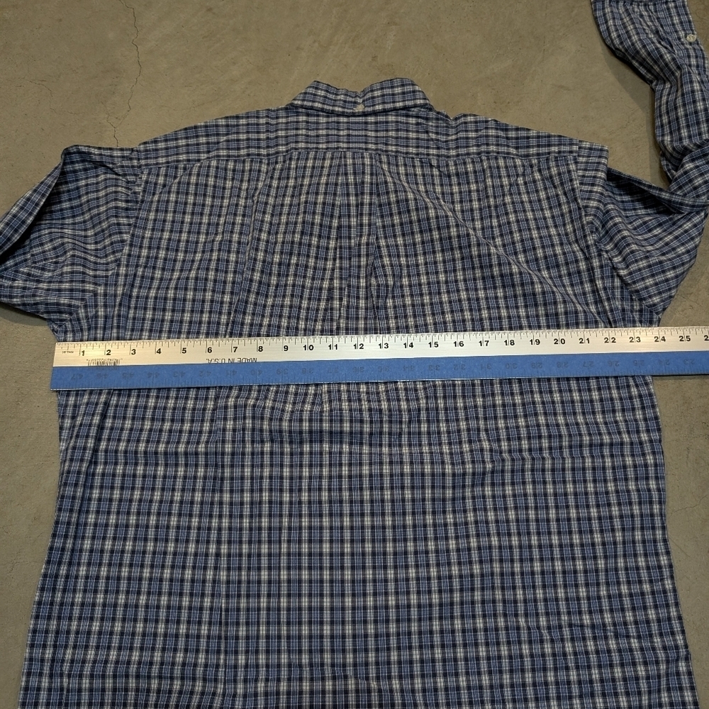 VTG Ralph Lauren Custom Fit Men's M Check Blue White Button Down Shirt - Picture 6 of 6